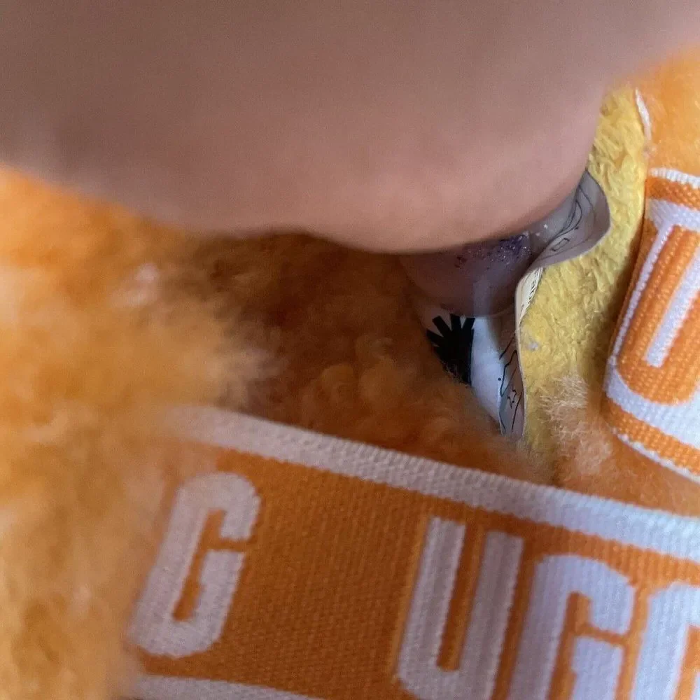 Ugg Orange California Poppy Fluff Yeah Fur Slides Slippers Kids Girlsn12 Vietnam